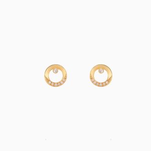 Tiesh 22kt Gold Spherical Earrings with American Diamonds