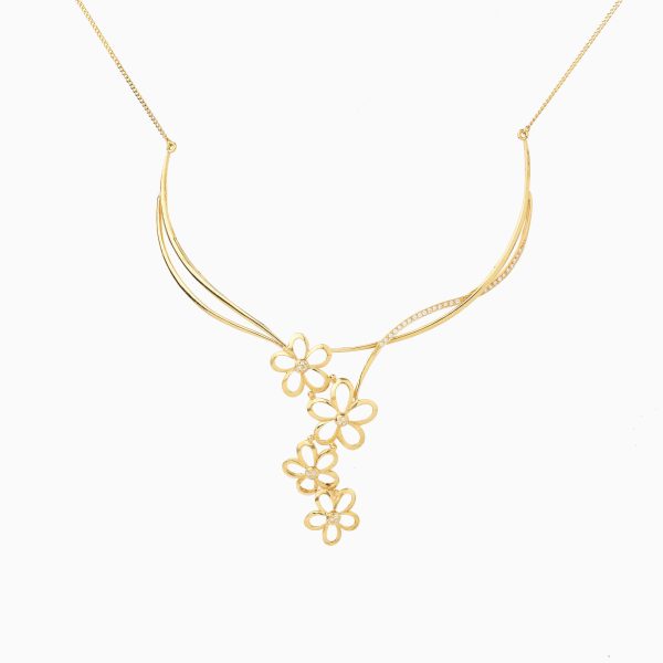 Tiesh Intricate Floral Diamond and 22kt Gold Necklace for Moments that Matter