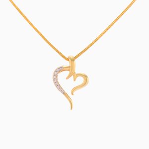 Tiesh Heart Pendant with American Diamonds in 22kt Gold