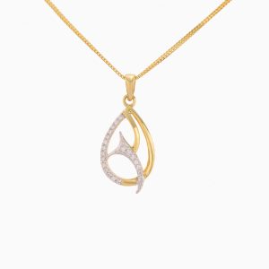 Tiesh Teardrop Pendant with American Diamonds in 22kt Gold